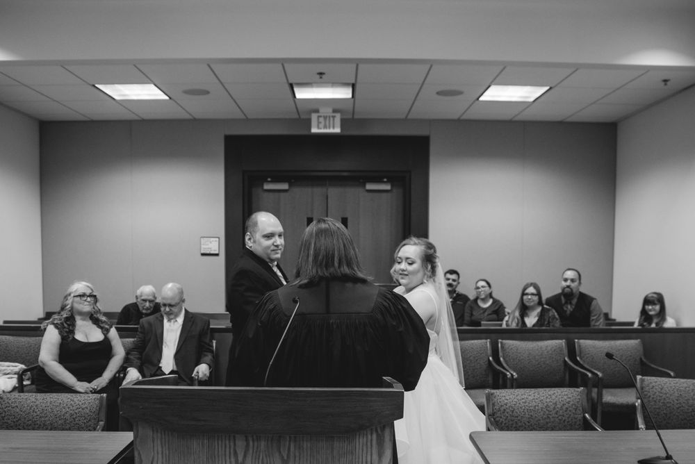 bride and groom getting married