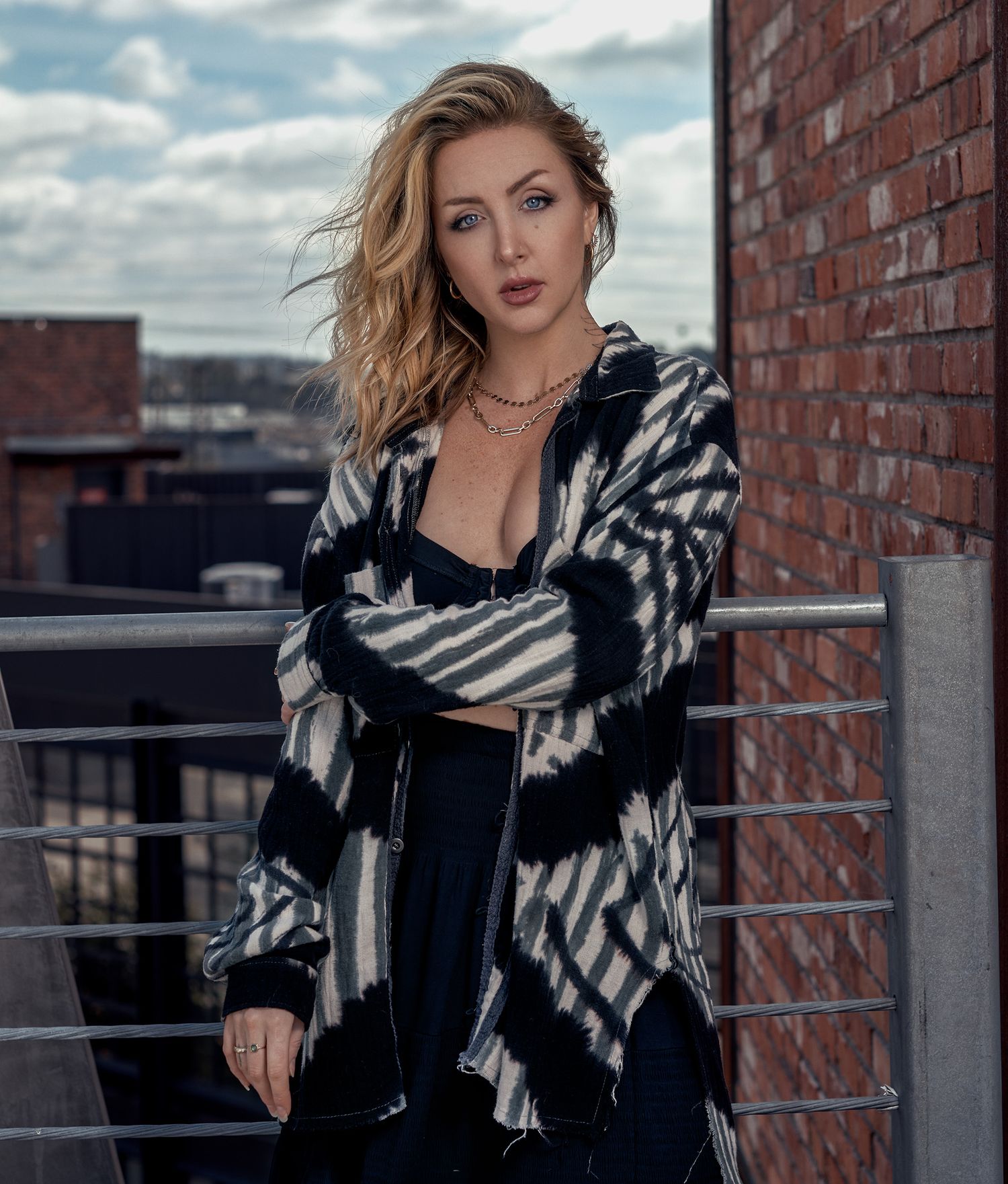 Fashion model Taylor rooftop photoshoot LA art district