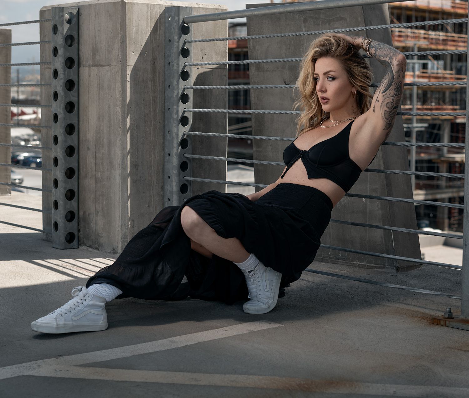 Fashion model Taylor rooftop photoshoot LA art district