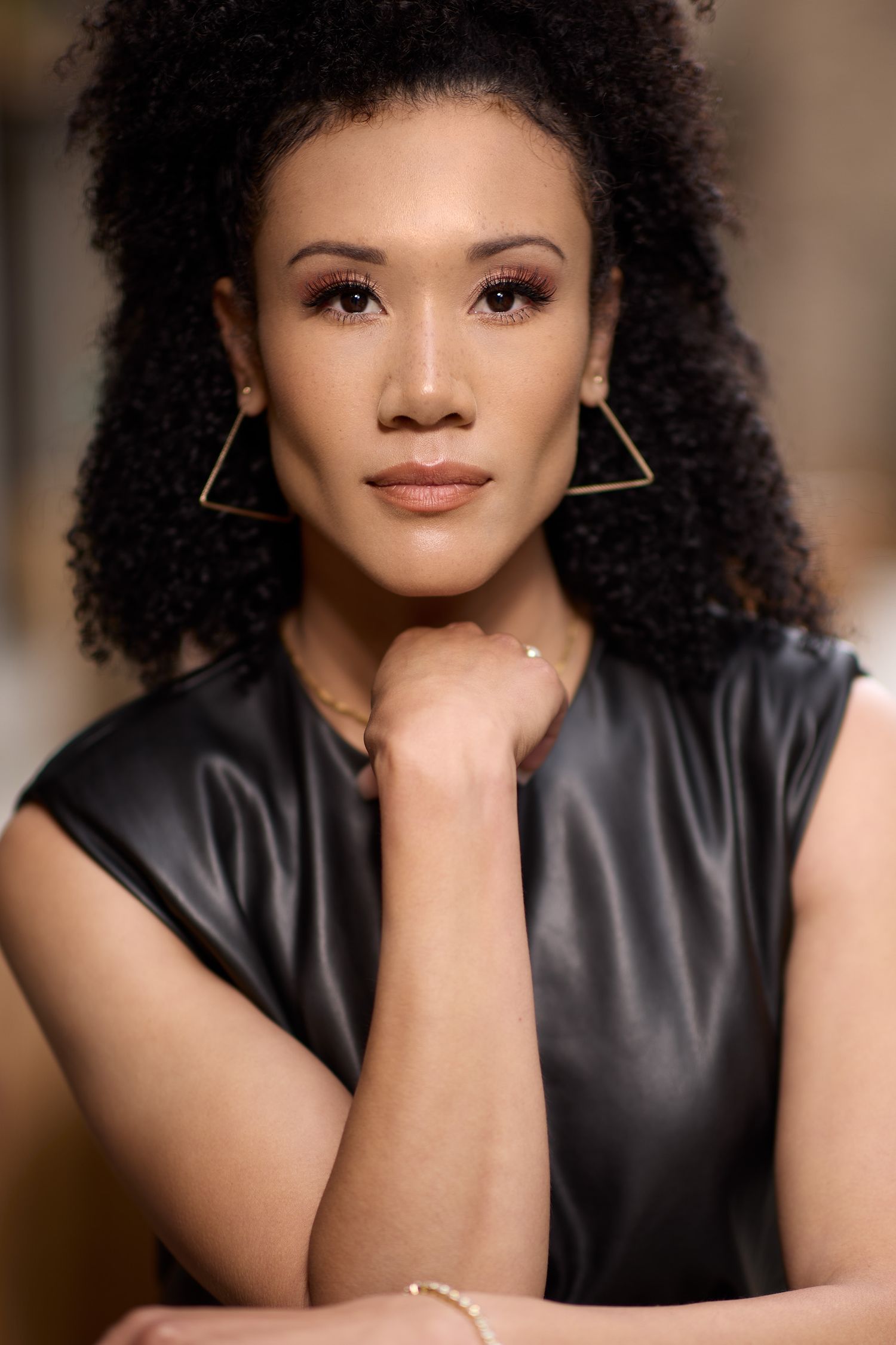 Professional headshot on location setup