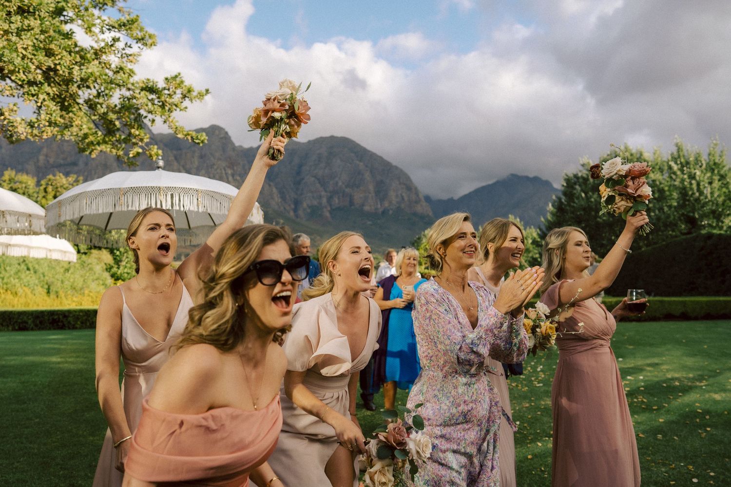 A romantic seaside moment with mountain views in Cape Town, South Africa.