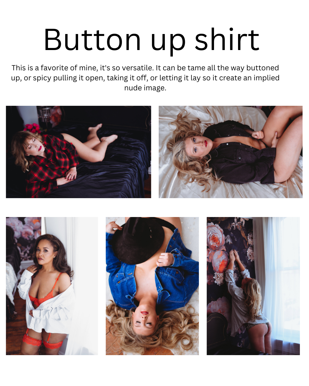 A full outfit and lingerie guide sent to boudoir clients in cape girardaeu missouri