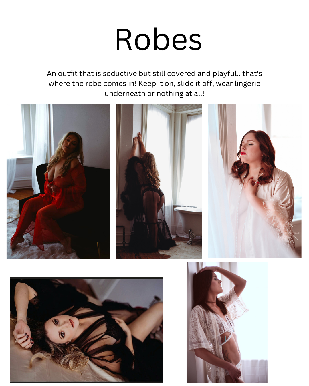 A full outfit and lingerie guide sent to boudoir clients in cape girardaeu missouri