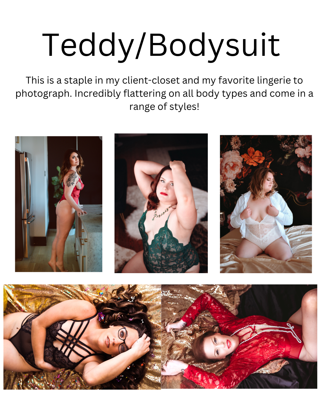 A full outfit and lingerie guide sent to boudoir clients in cape girardaeu missouri