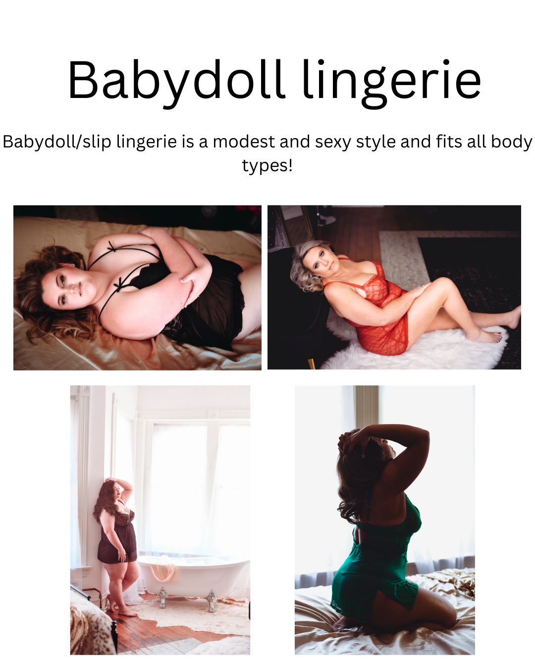 A full outfit and lingerie guide sent to boudoir clients in cape girardaeu missouri