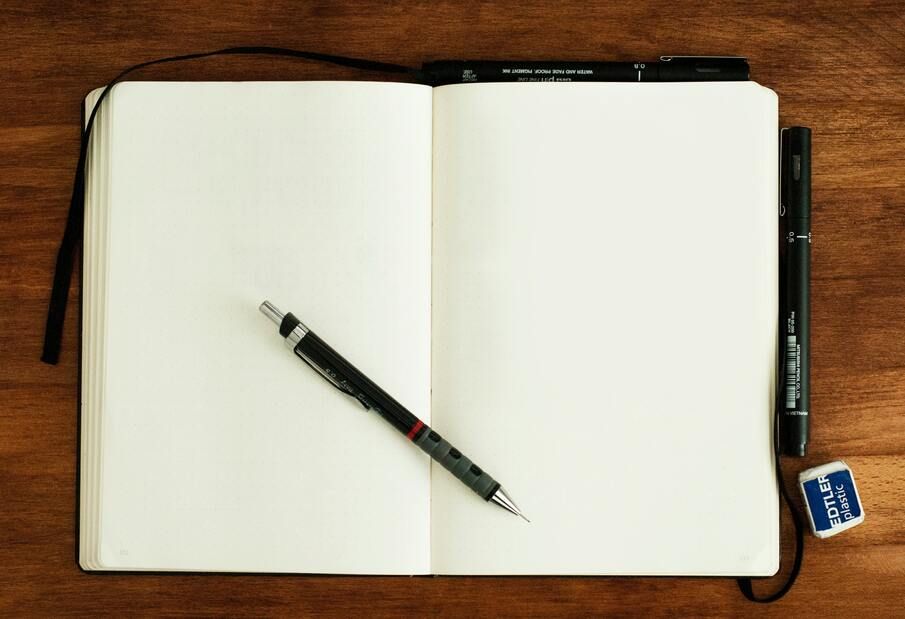Notebook on table