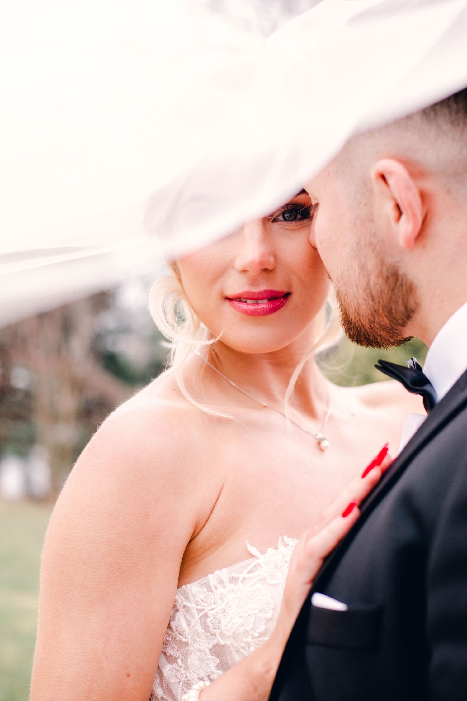 under the veil couple's portrait