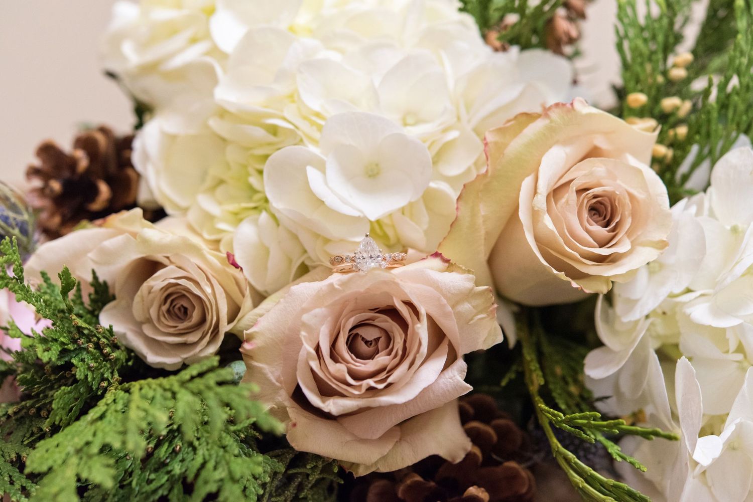 wedding, bouquet, flowers, ring, bride, autumn