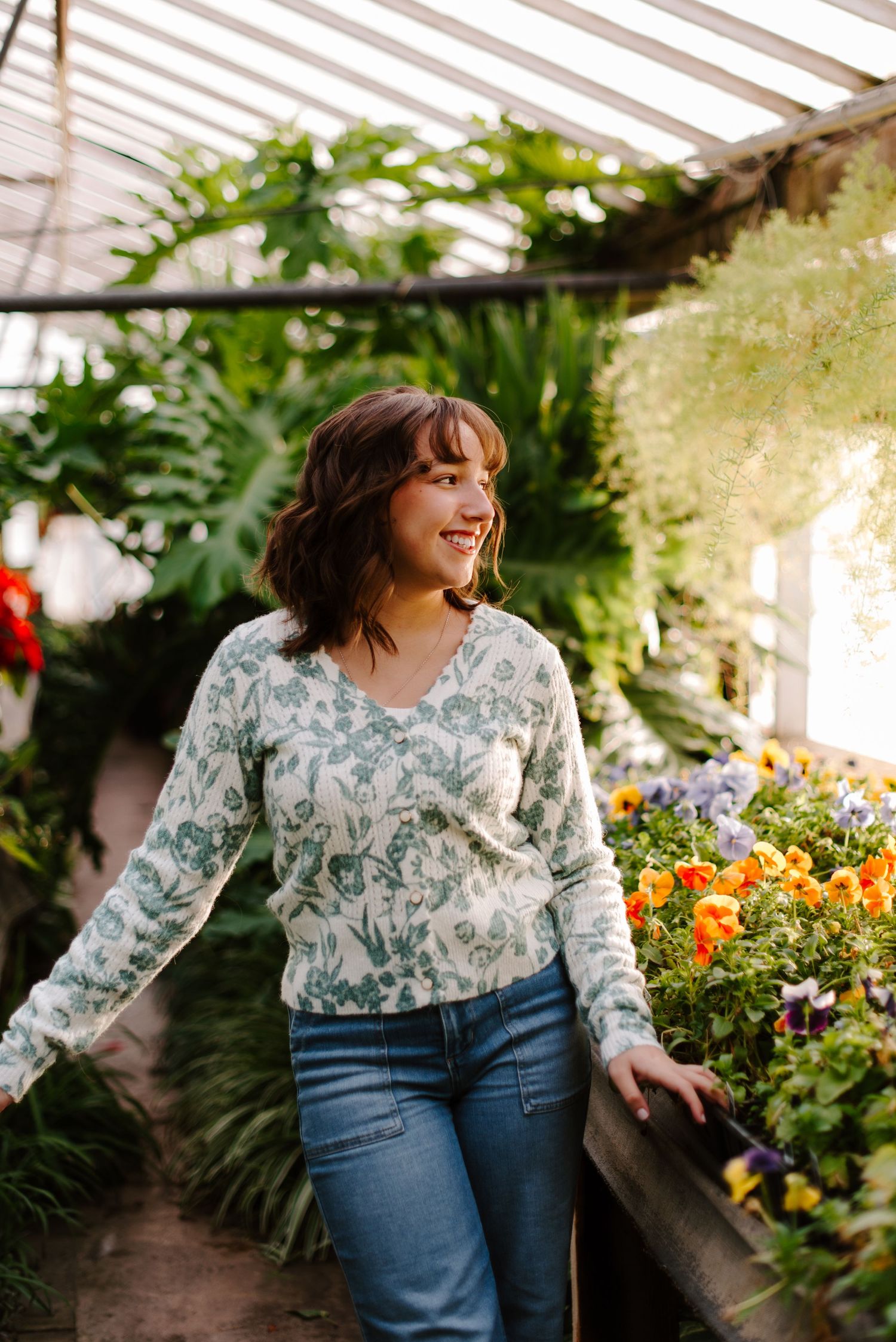 High school senior pictures Plant Kingdom greenhouse Wichita, KS