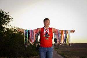 A series showing colorful ribbons and banners against a sunset backdrop.
