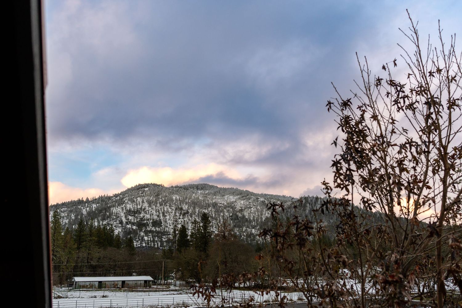 view of the mountain with snow