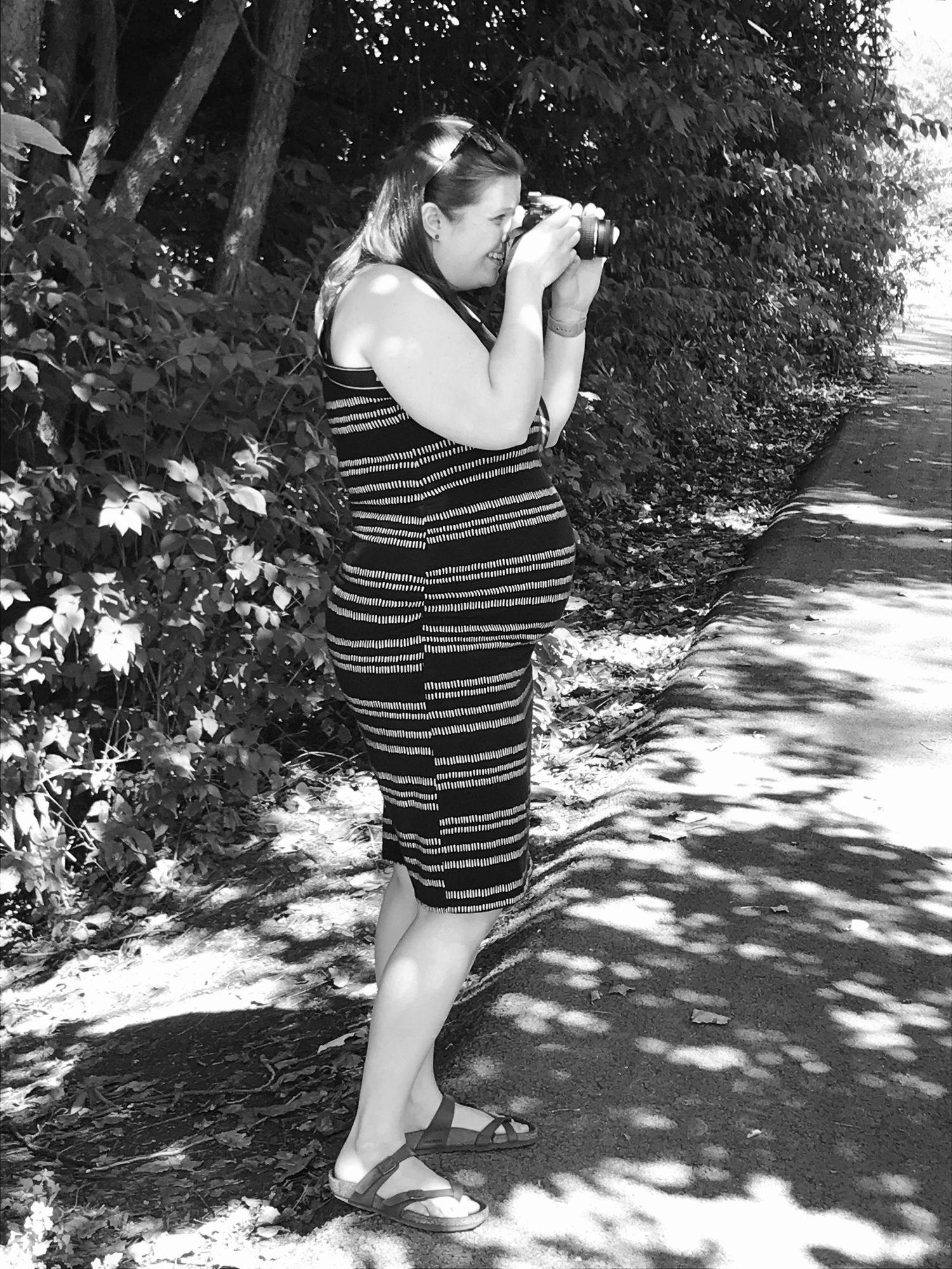 Photographer Bethany "Bee" Largent during a session B&W