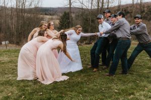 Bridal party tug a war Wedding  Photography