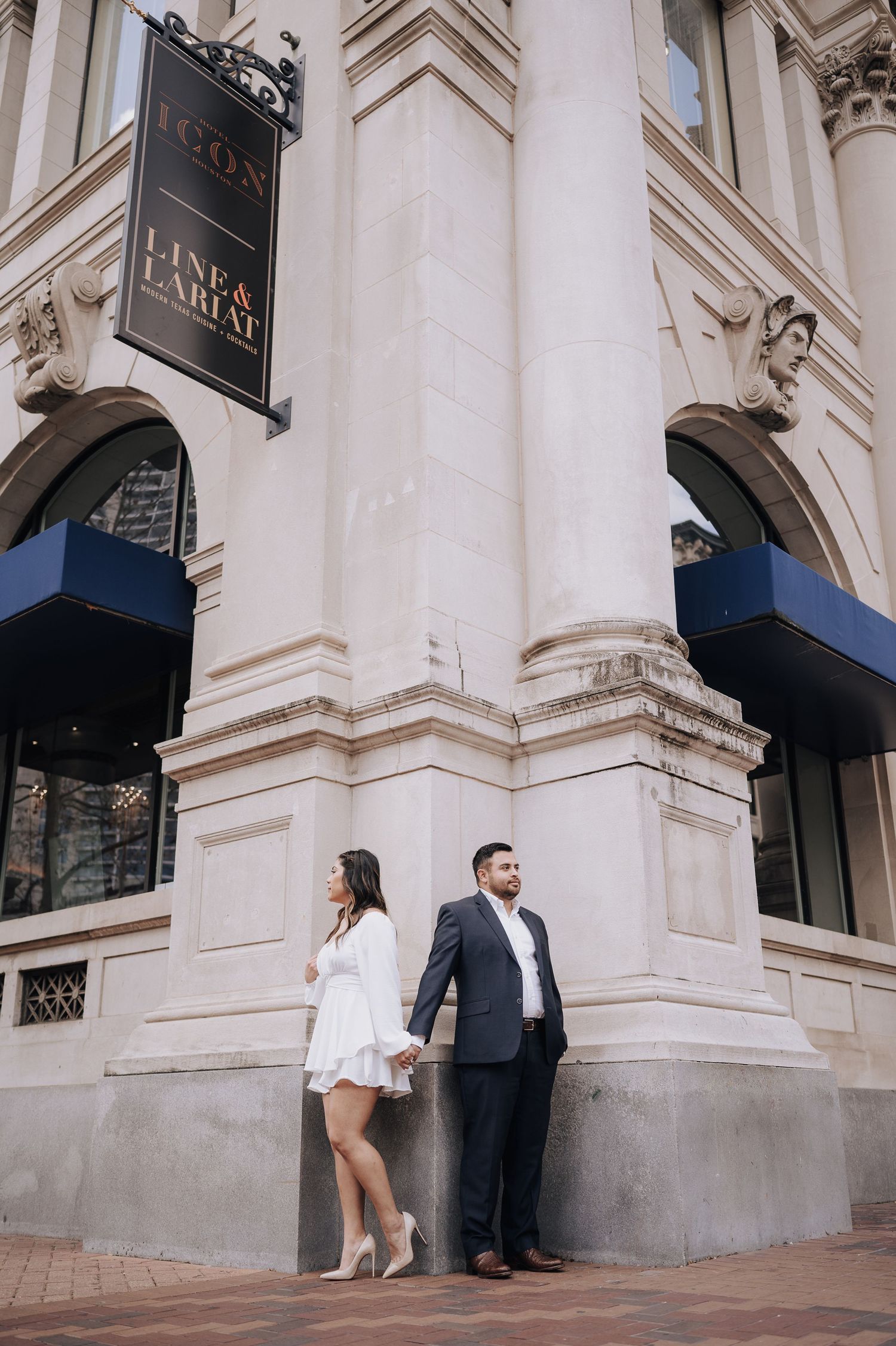 Hispanic couple's engagement photo in Houston, Tx.
