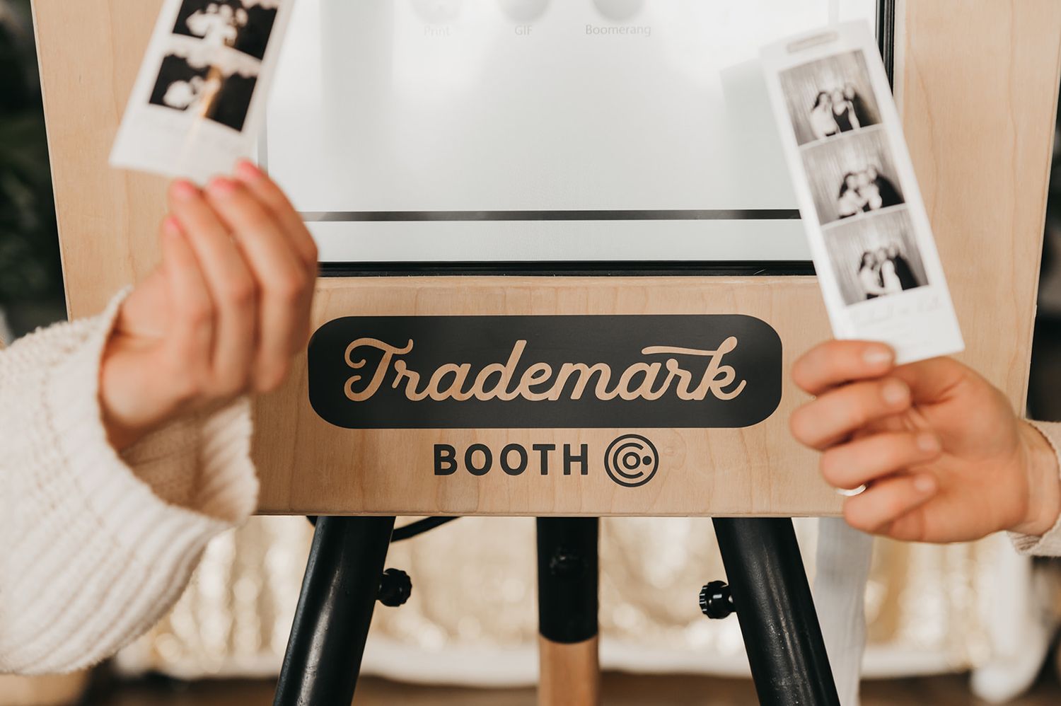 Trademark Photo Booth Rental Huntsville AL Vintage Open Air photo strips print station