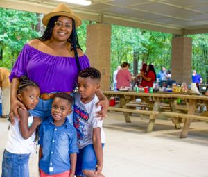 Mother and Children at Wannamaker Park in South Carolina