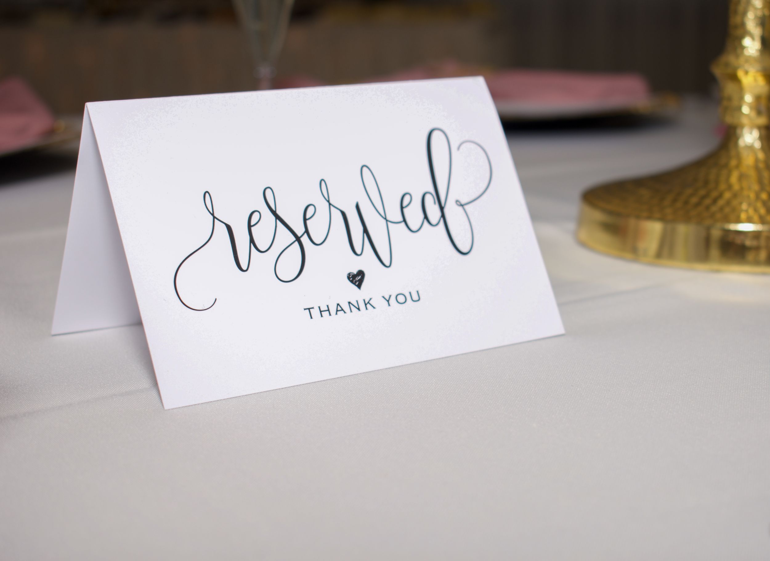 Table Cards for Wedding Reception