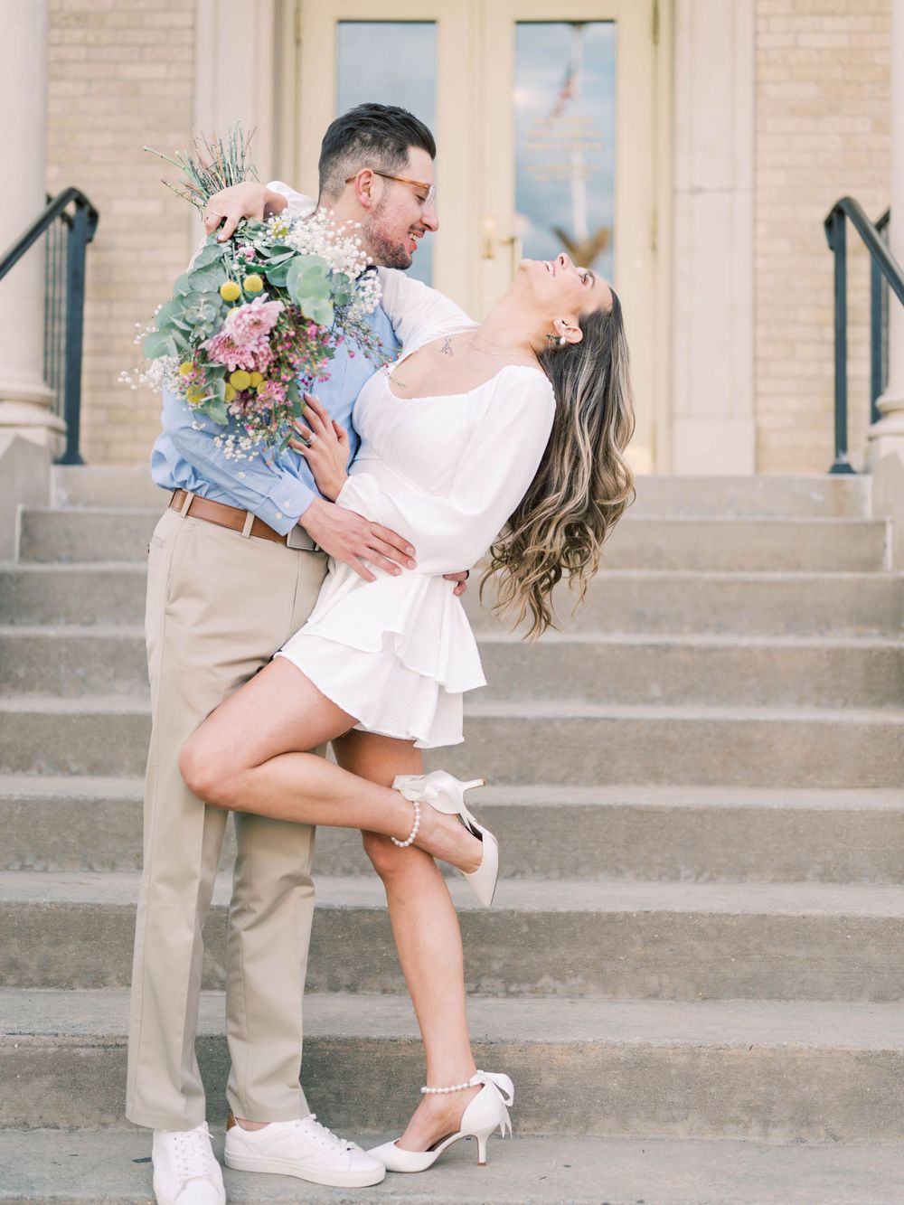 Wedding - Couple Laughing in Downtown McKinney, TX