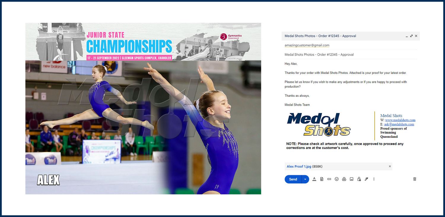 Gymnast striking dramatic pose during championship floor routine with event banner visible.
