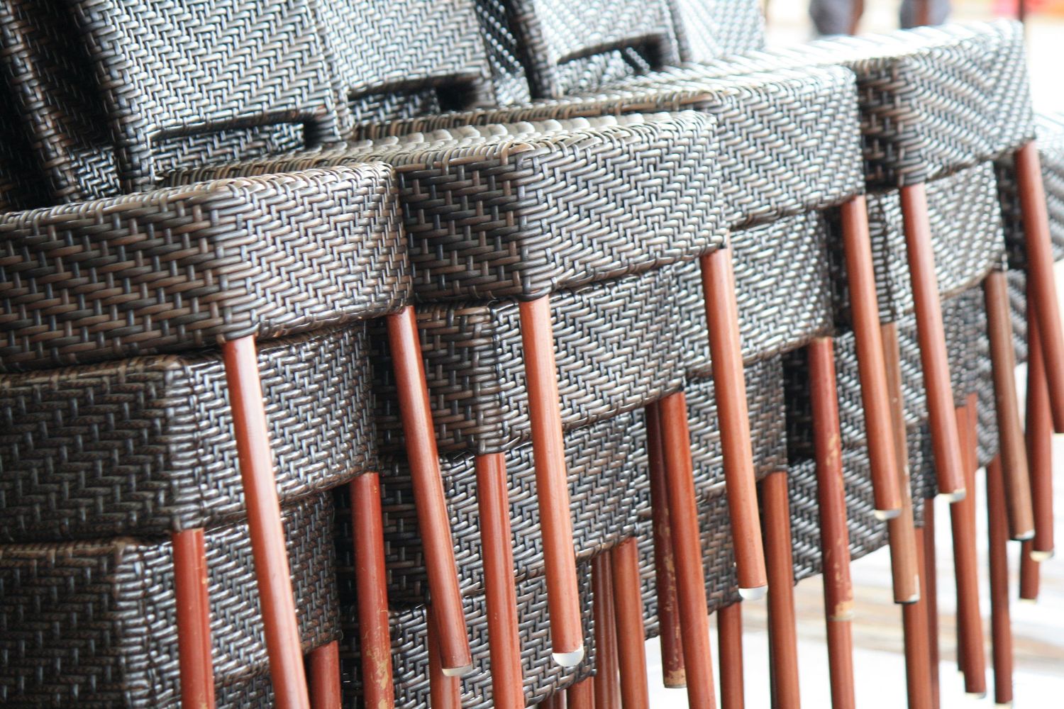 Stacked Chairs on a cruise ship, pattern and light
