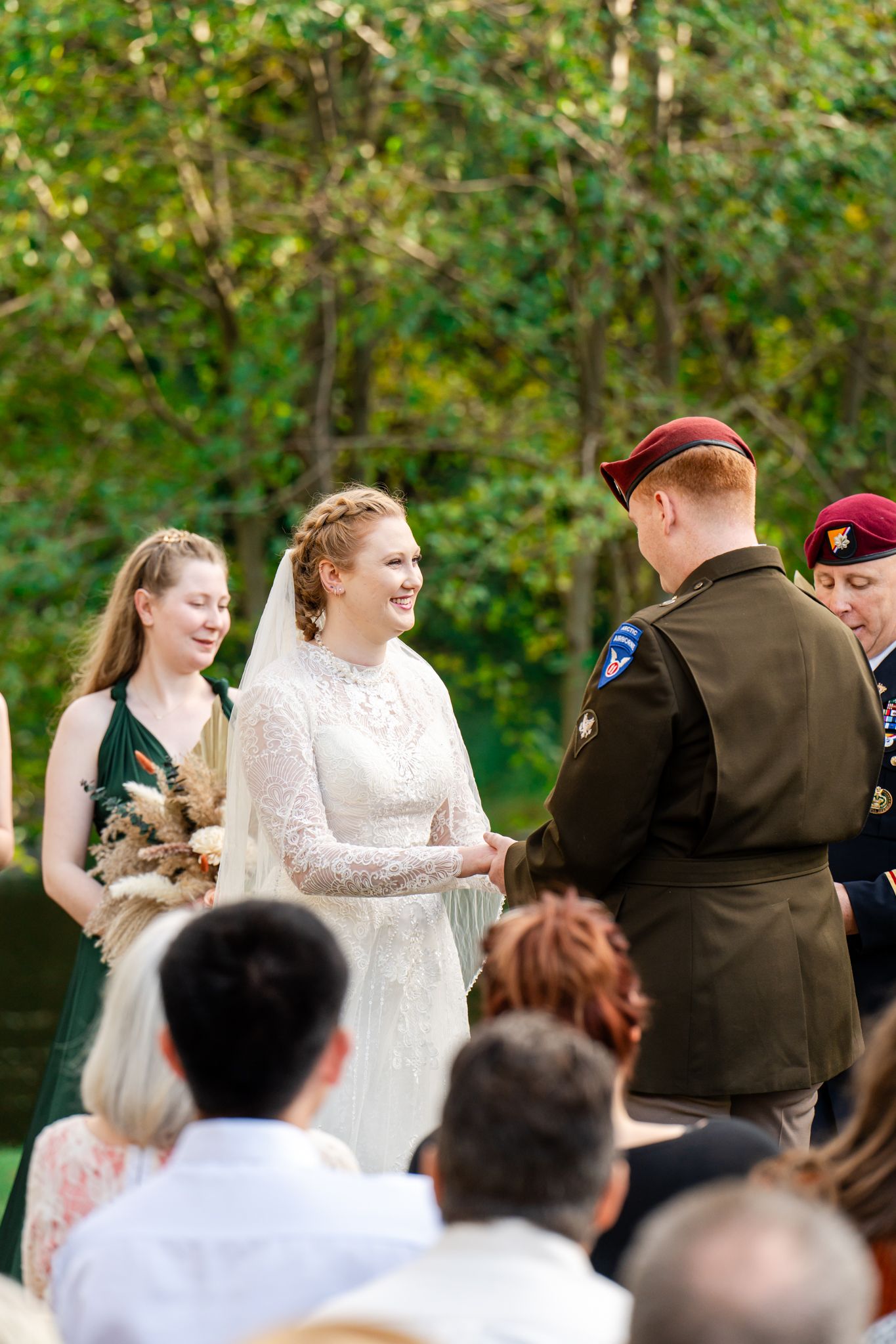 bride looks at groom
