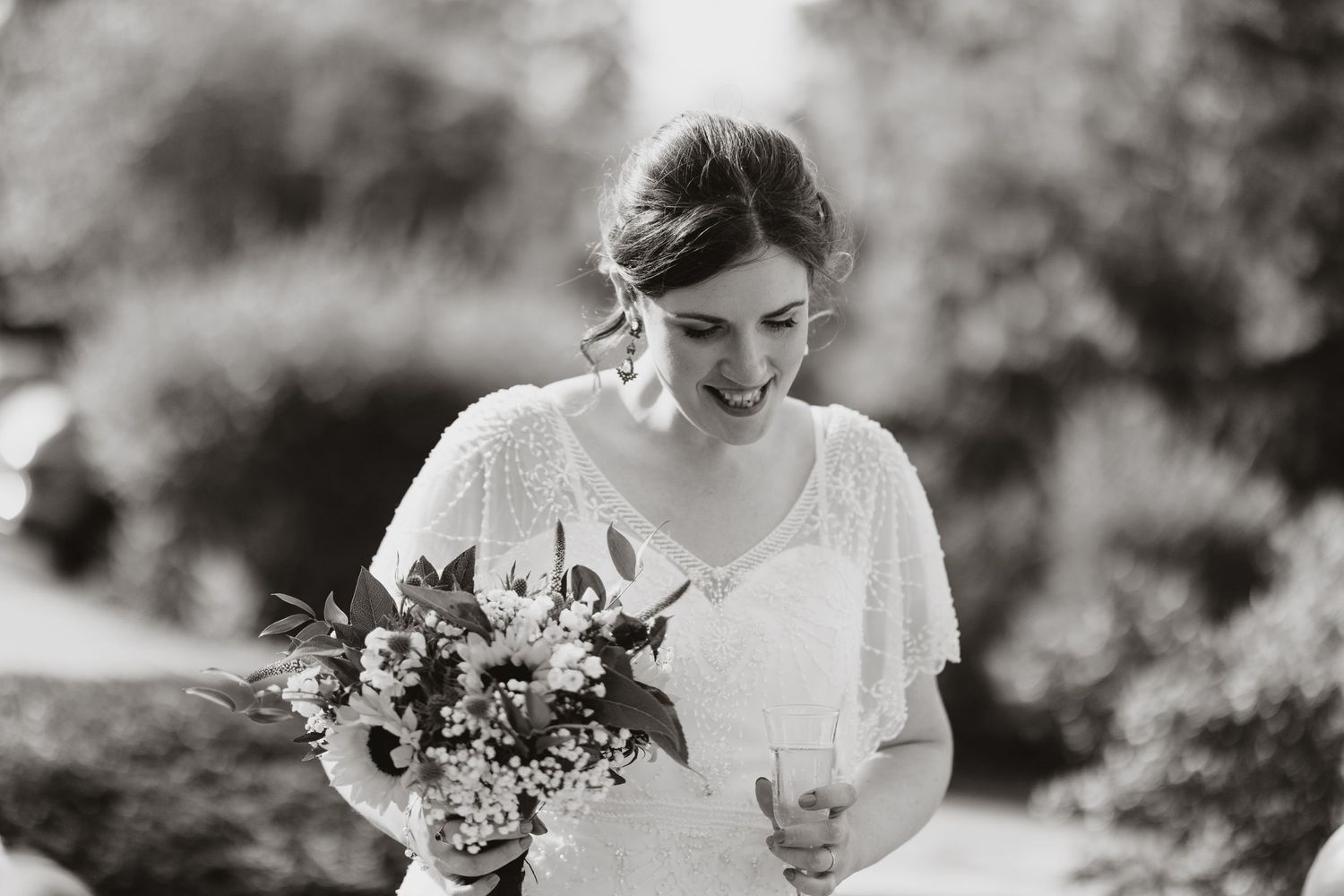 Relaxed candid bridal photo