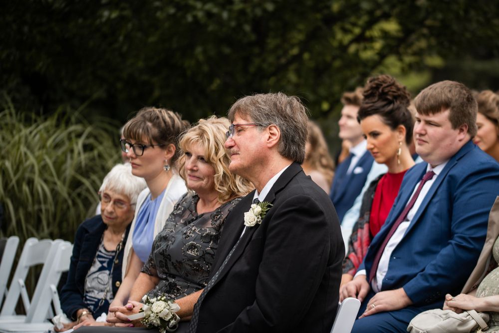 Grooms parents candid reaction outdoor wedding ceremony at Stratford Country Club