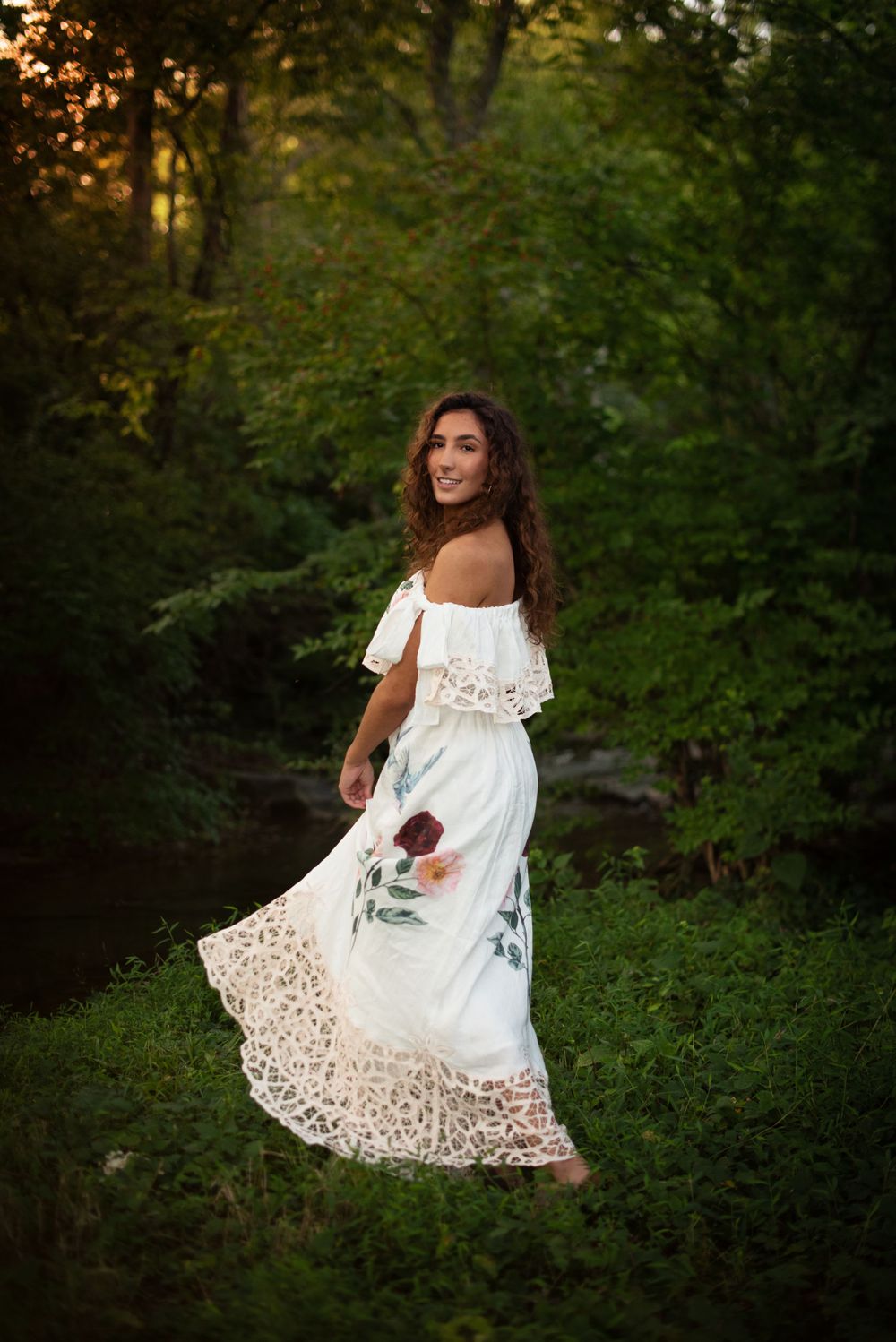 Franklin Senior Photographer senior in Free People dress boho session