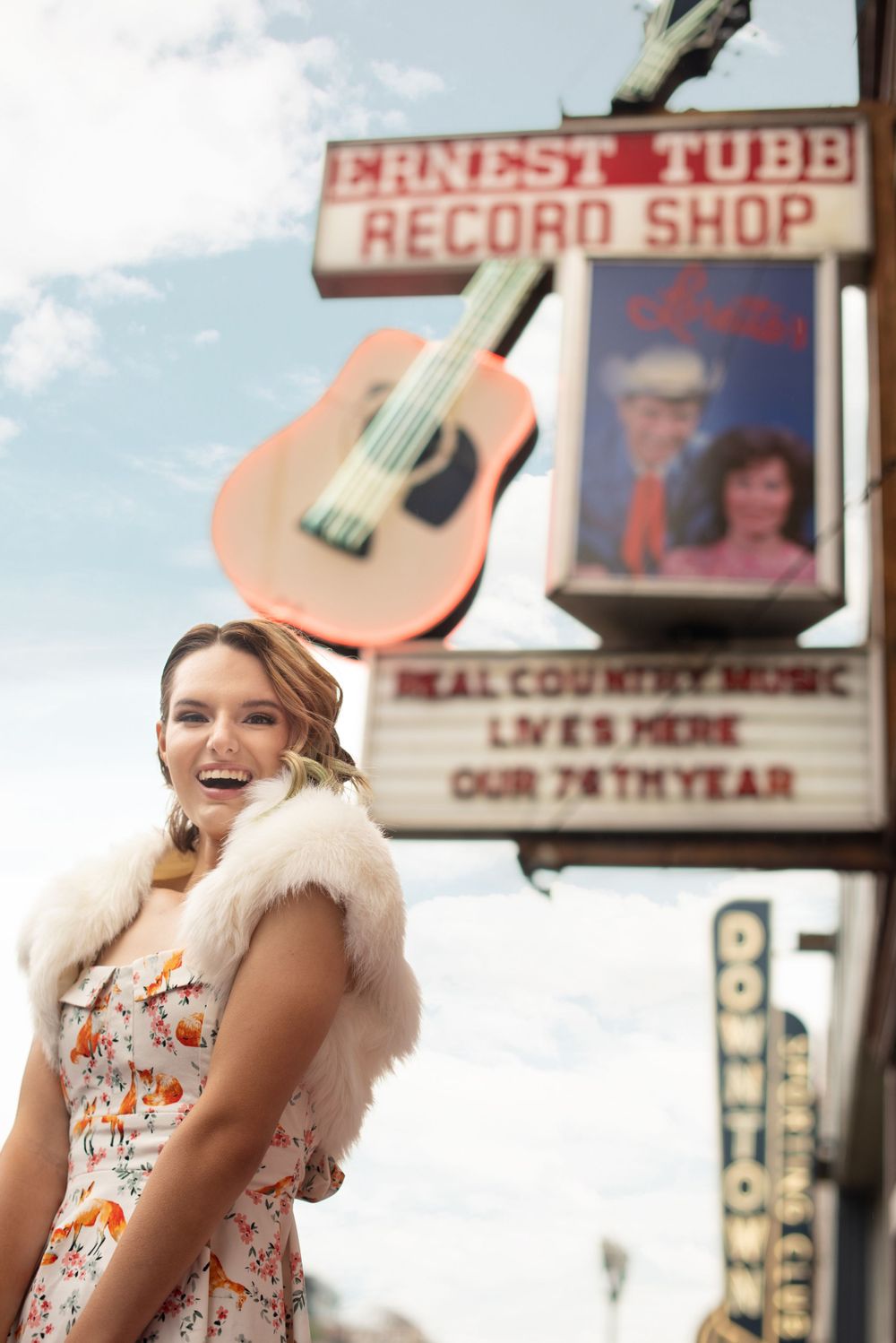 Nashville Senior Photographer captures high school seniors in downtown Nashville at Ernest Tubb Record Shop.