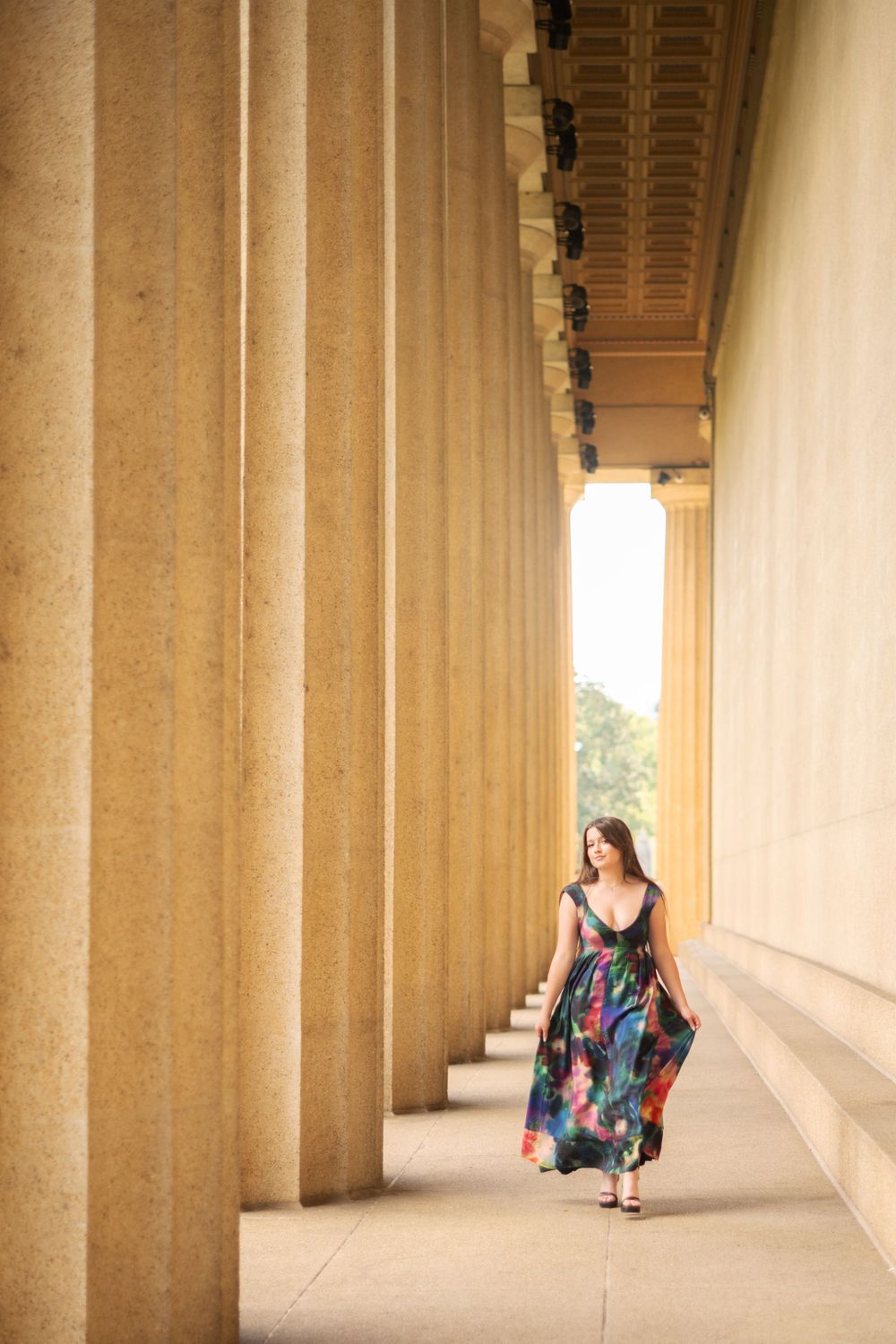 Nashville TN senior photographer at The Parthenon for classic senior portraits.