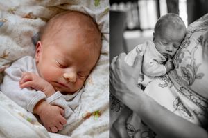 Mom holding newborn | baby photos