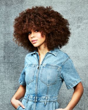 Big afro textured hairstyle.