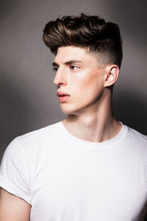 Quiff fade mens haircut.