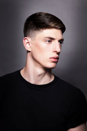 Styled crop fade mens hairstyle.