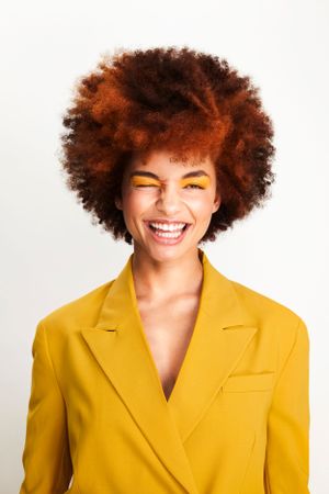 Copper Afro textured hair.