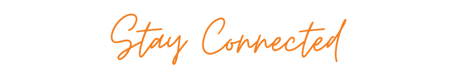 Orange text reading 'Stay Connected' in script font against black background.