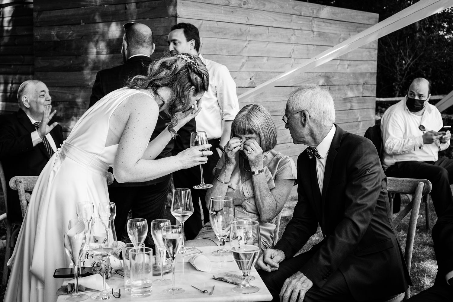 Crying bride and mother of bride at Marleybrook House