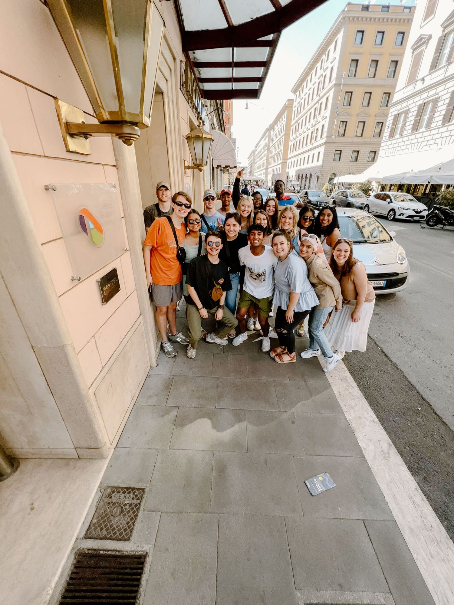 Our group outside the hotel