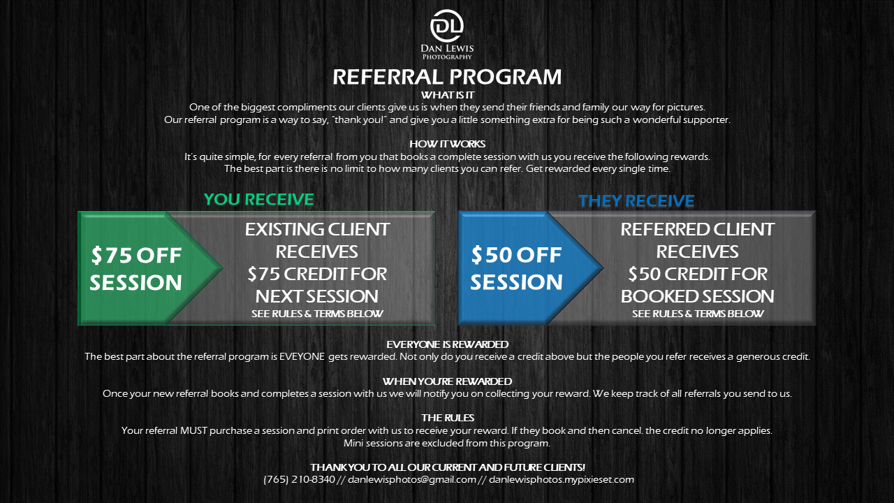 Dan Lewis Photography Referral Program