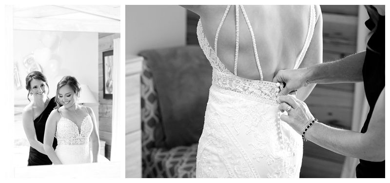 Close-up shots of wedding dress details and preparation moments.