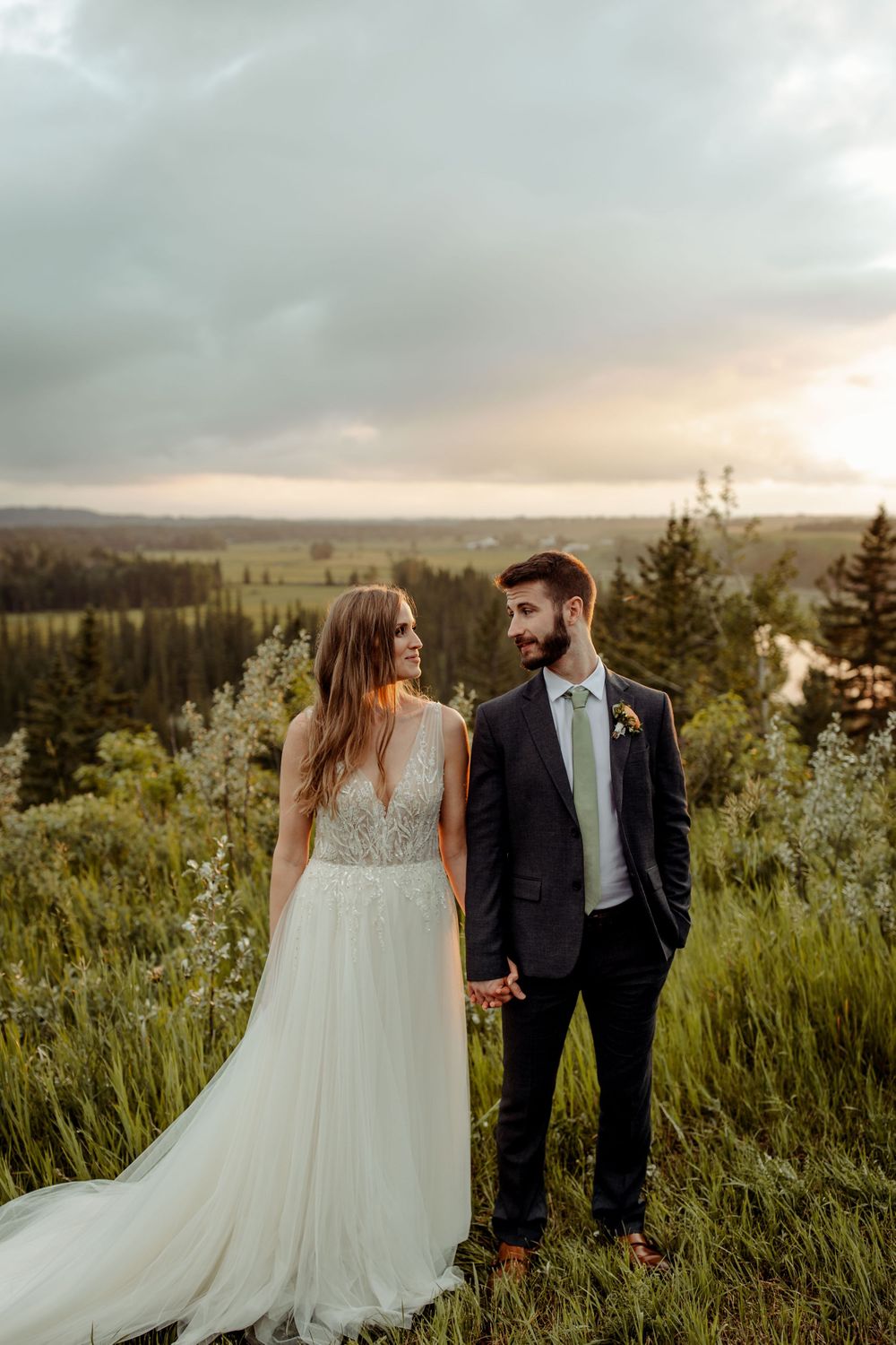sunset Calgary wedding view