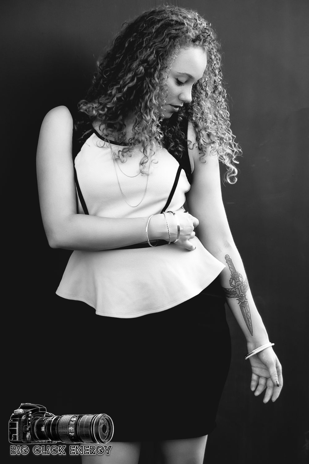 Beautiful female model, tattoos, natural hair, business, casual, outdoors, downtown, phoenix, AZ