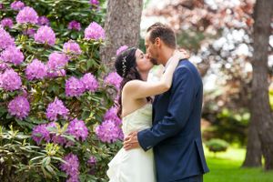 Wedding in Park by Cleveland Photographer, Lilac Wedding by Youngstown Photographer, intimate kiss by cleveland wedding photographer,