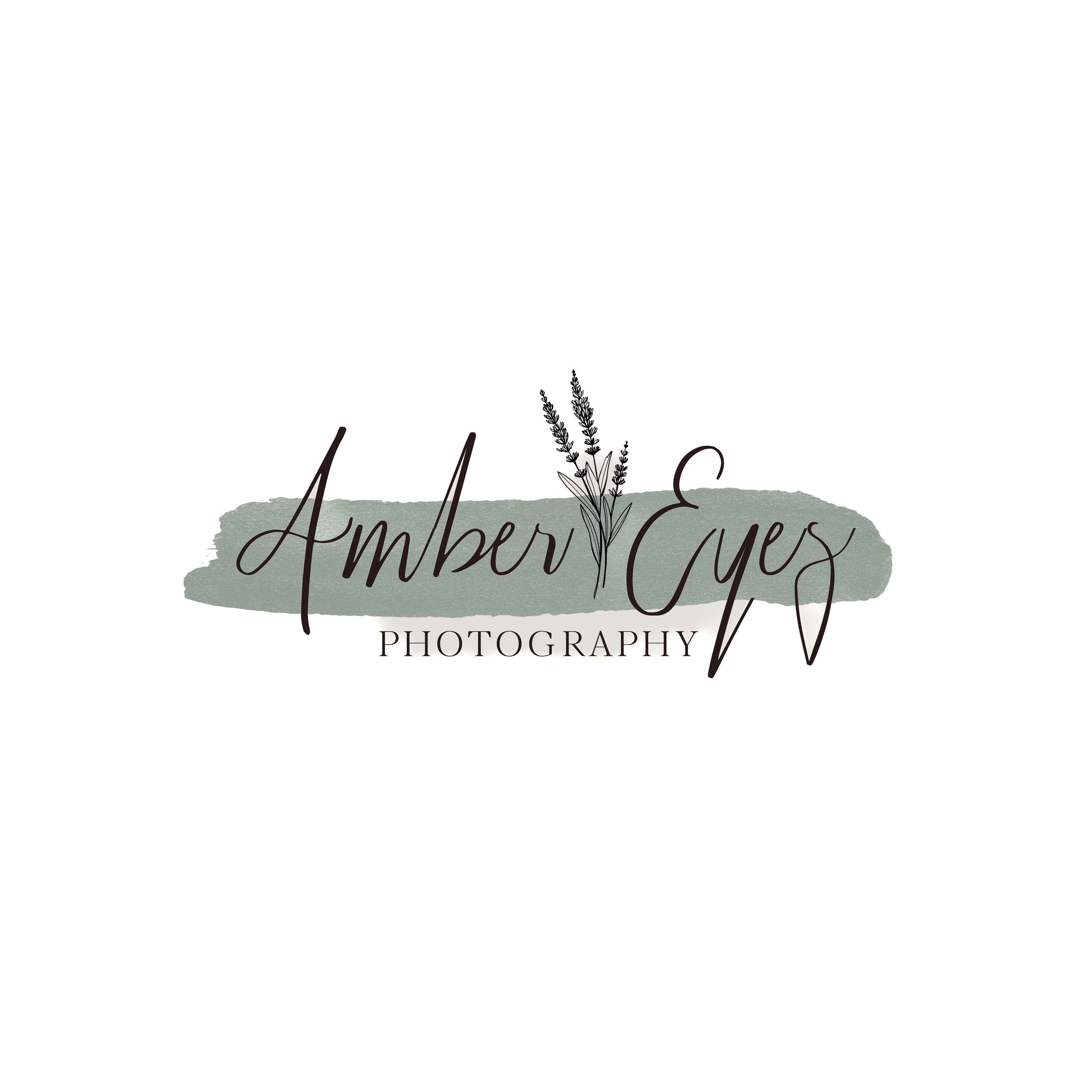 Photography logo design with elegant script font and wheat illustration in sage green and black colors.