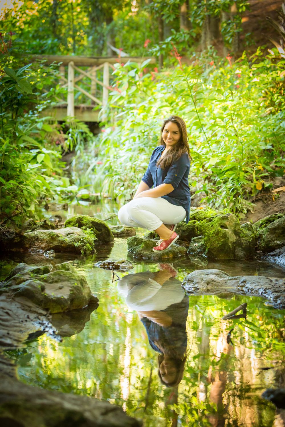 High School Senior Girl portrait showing reflection in the water