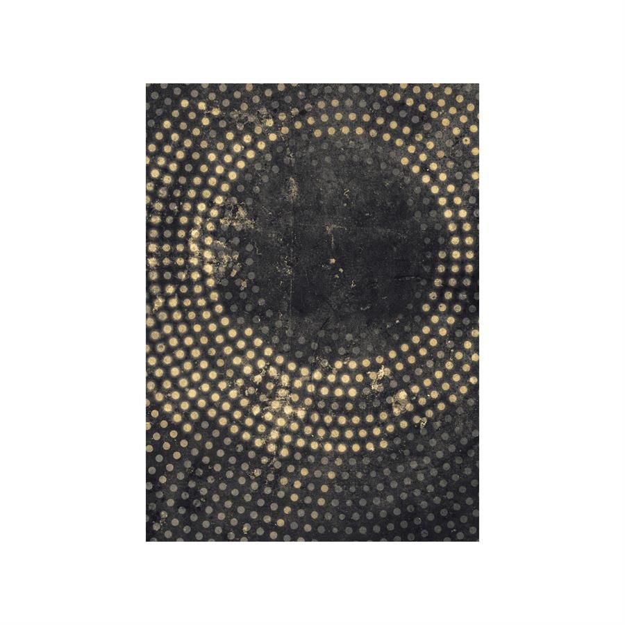 Decoratief wanddoek met grafisch dessin in zwart-goud