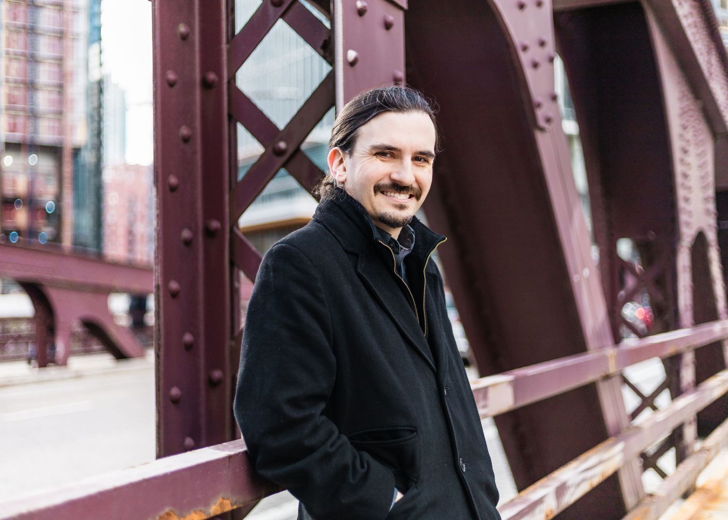 Engineer headshot on bridge in chicago by CLW Photography