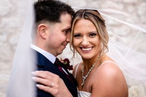 Intimate wedding photography sequence capturing romantic moments between newlyweds.