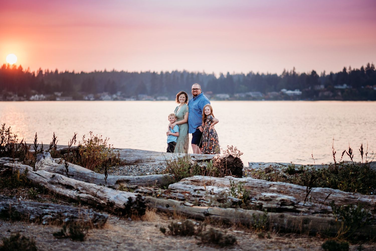 Image of family at Bella Bella Beach, Gig Harbor, Washington.