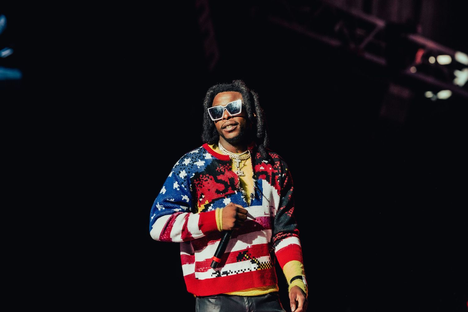 Hip-hop artist hyping up the crowd